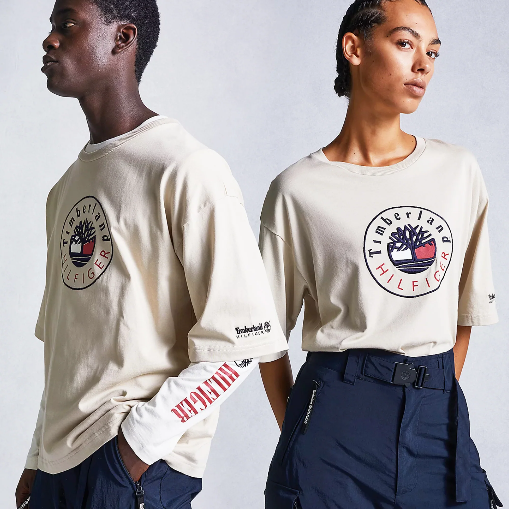 Tommy Hilfiger x Timberland Mens RI Logo SS T-Shirt 'Ivory' - Image 4
