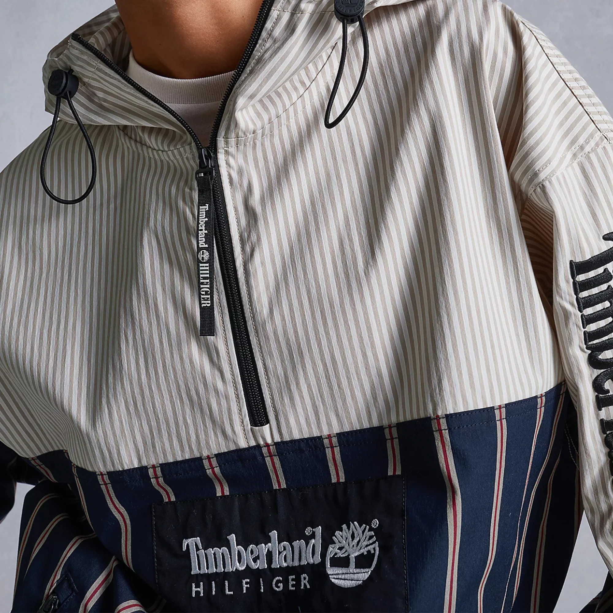 Tommy Hilfiger x Timberland Mens RI Striped Popover Shirt 'Hazy Navy/ Sandalwood' - Image 3