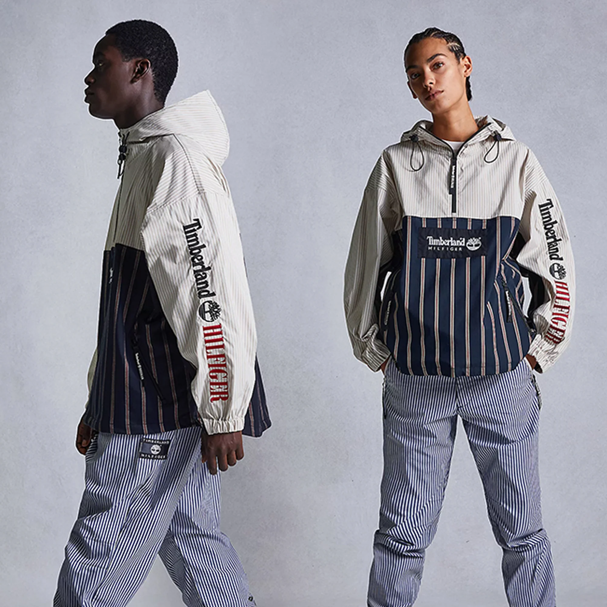 Tommy Hilfiger x Timberland Mens RI Striped Popover Shirt 'Hazy Navy/ Sandalwood' - Image 4